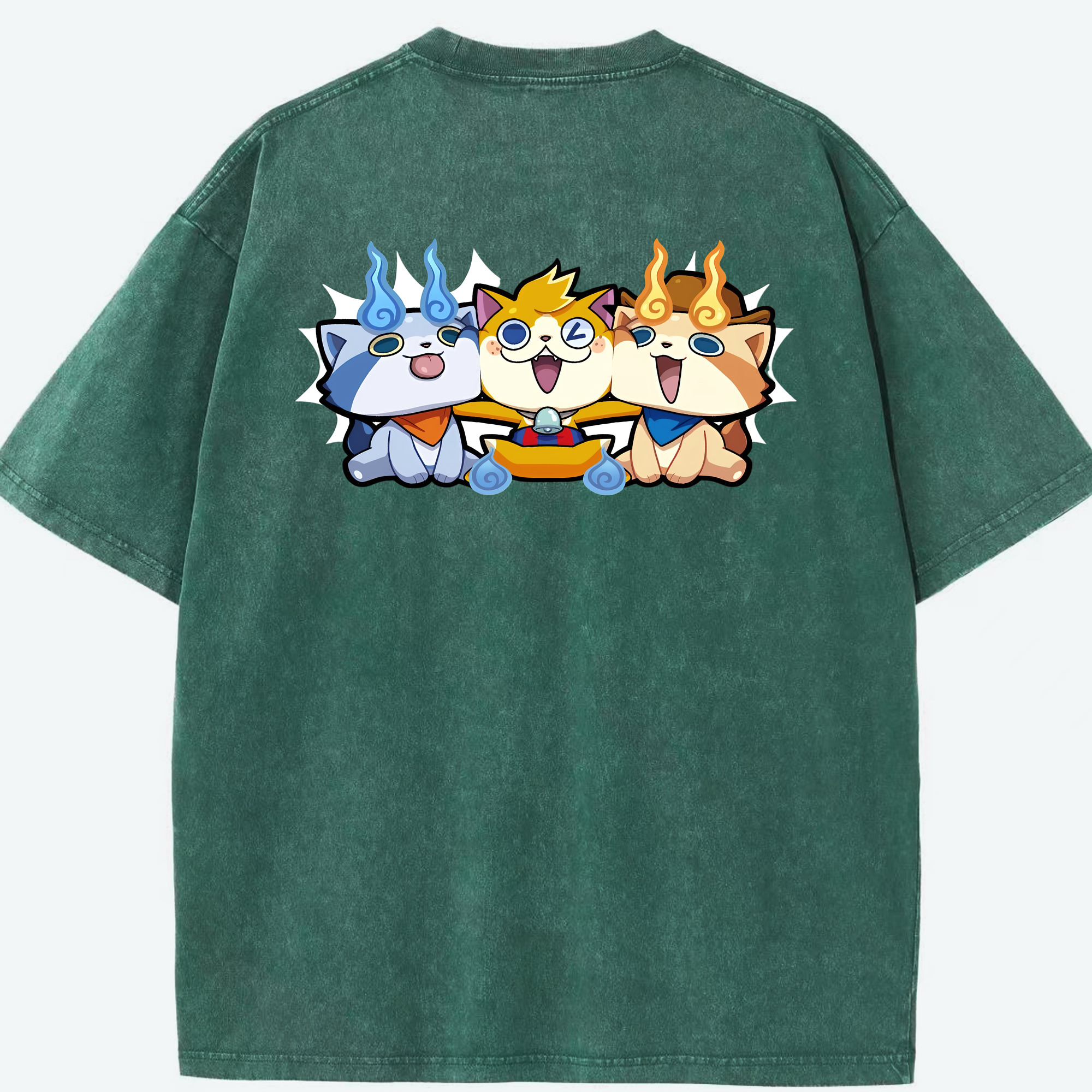 （画像用） 妖怪ウォッチ Yo-kai Watch 綿100% ヴィンテージ風 半袖Tシャツ（背面プリント）